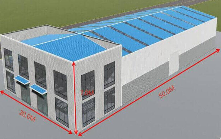 Tòa nhà kim loại chi phí thấp Xưởng hangar khung thép cấu trúc thép tiền chế kho